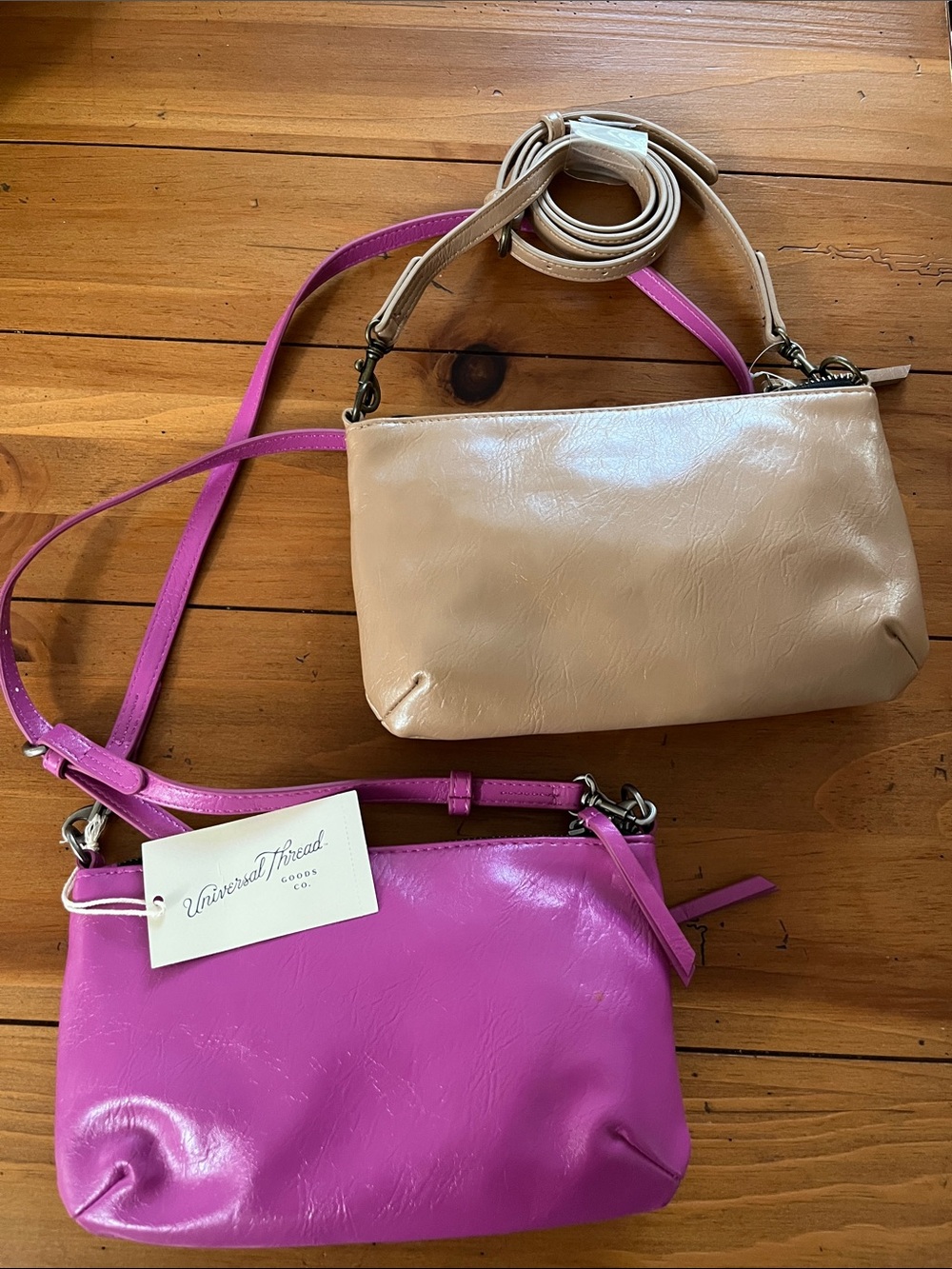 Universal Thread Two-Piece Crossbody Set in Hot Pink and Tan/Beige